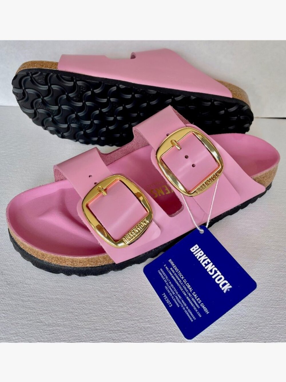 NEW! BIRKENSTOCKS ARIZONA BIG BUCKLE FONDANT PINK LEATHER SANDALS WOMENS 37 6 N